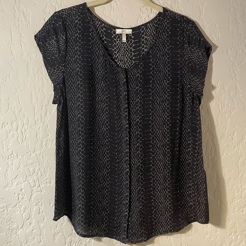 Joie Snakeskin Silk Blouse - L